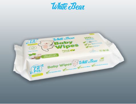 مناديل مبللة للأطفال – White Bear (72 منديل)