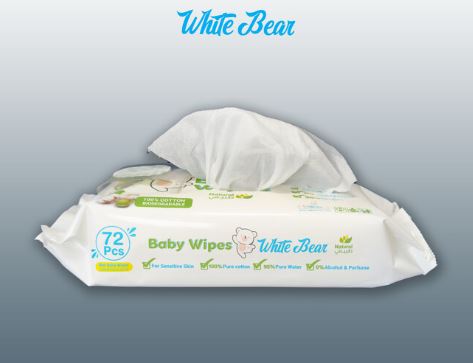 مناديل مبللة للأطفال – White Bear (72 منديل)