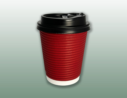 12 oz Ripple Wall Paper Cup Set with Lids – Hot Beverage Cup