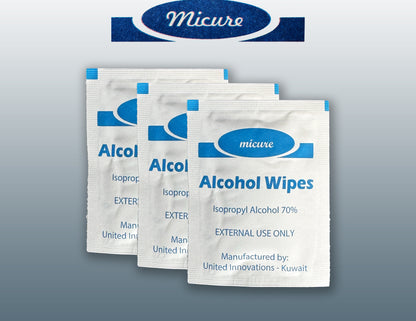 Micure Alcohol Swabs package label showing 20 swabs