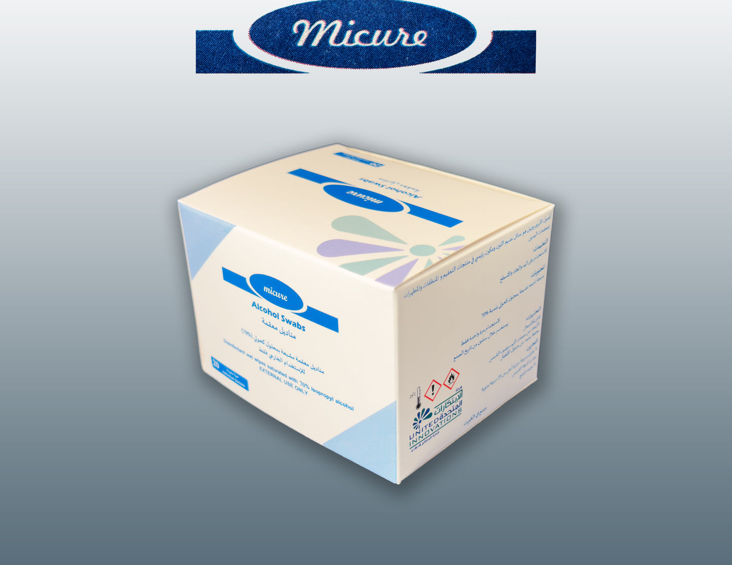 Micure Alcohol Swabs 70% isopropyl alcohol wipe close‑up