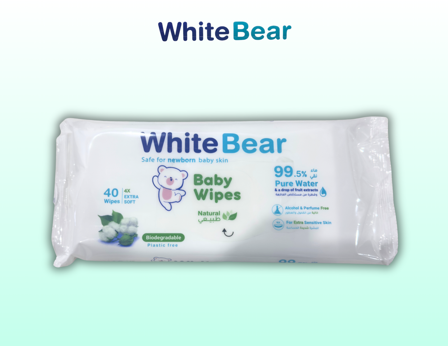 White Bear Baby Wet Wipes 40 Pack