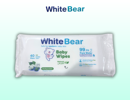 White Bear Baby Wet Wipes 40 Pack