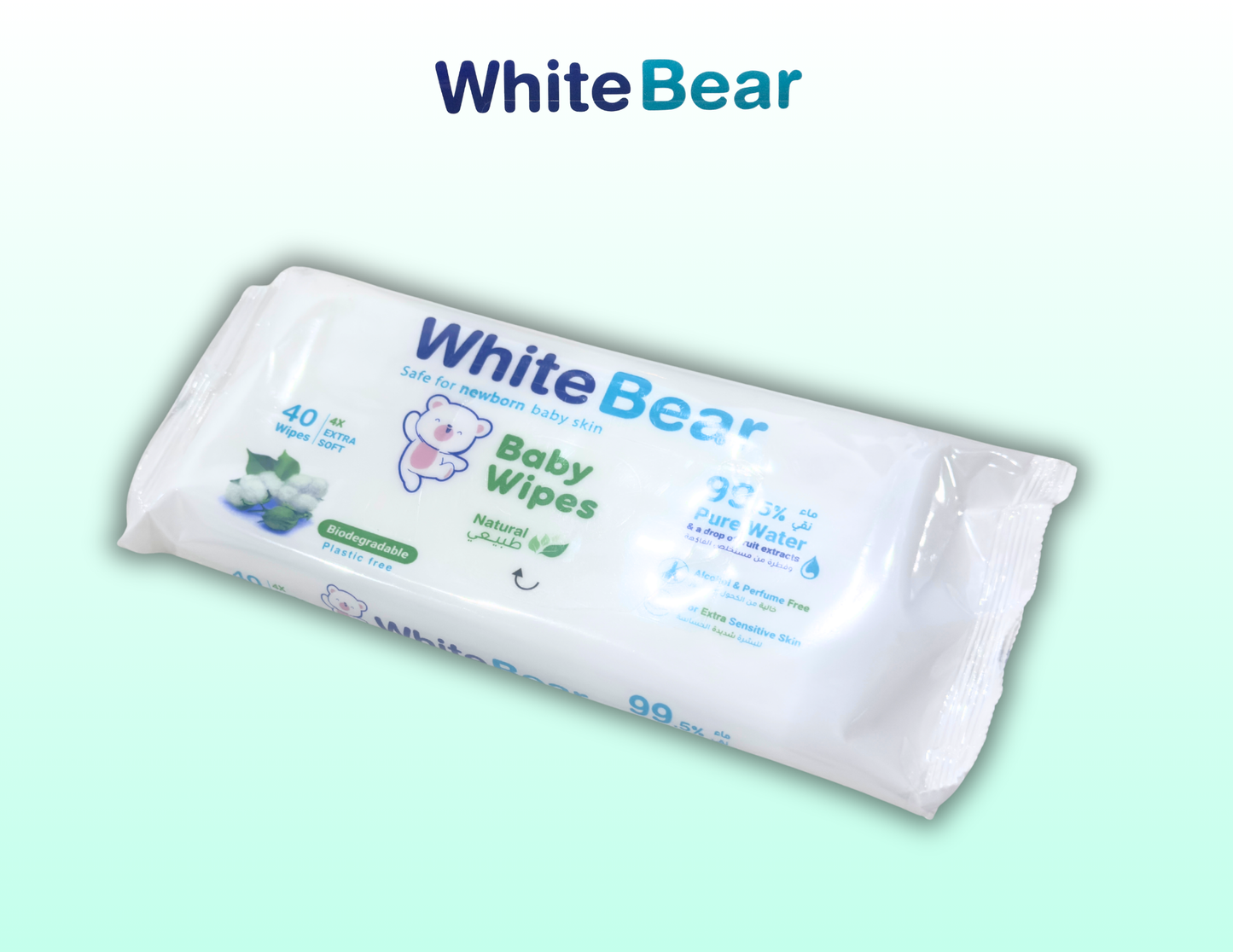 White Bear Baby Wet Wipes 40 Pack