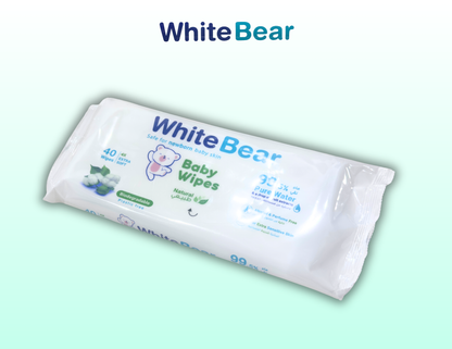 White Bear Baby Wet Wipes 40 Pack