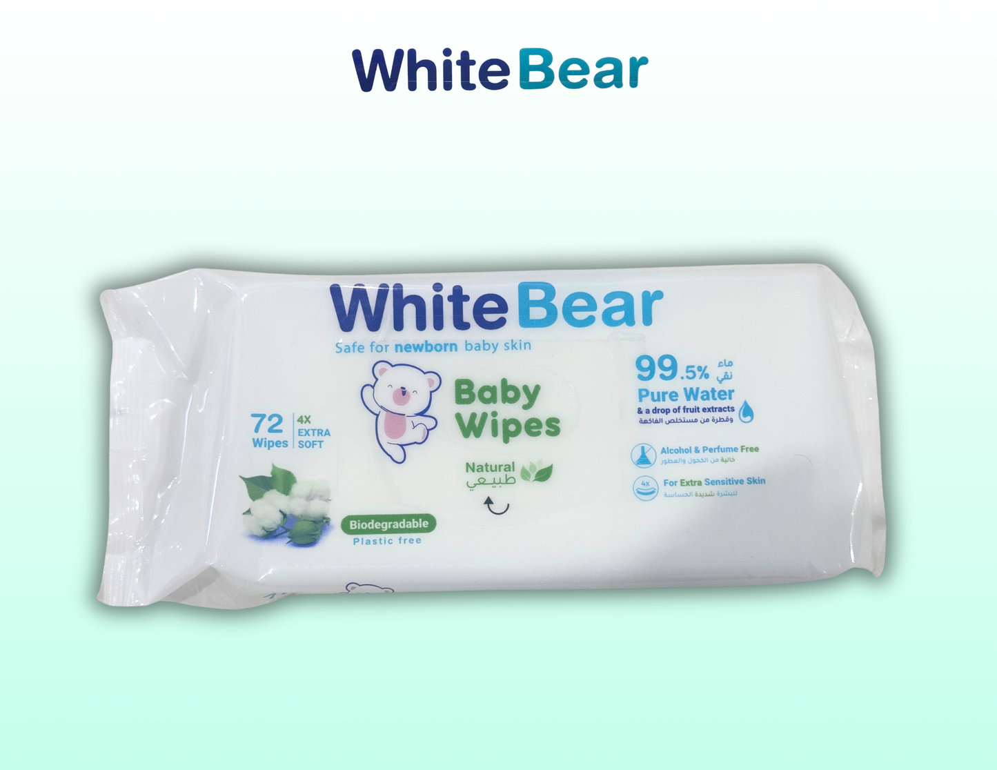 Baby Wipes – White Bear (72 wipes)