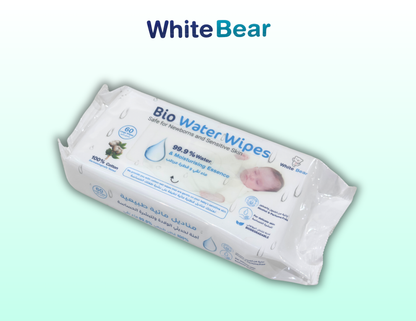 White Bear Bio Water Baby Wipes 60 Pack