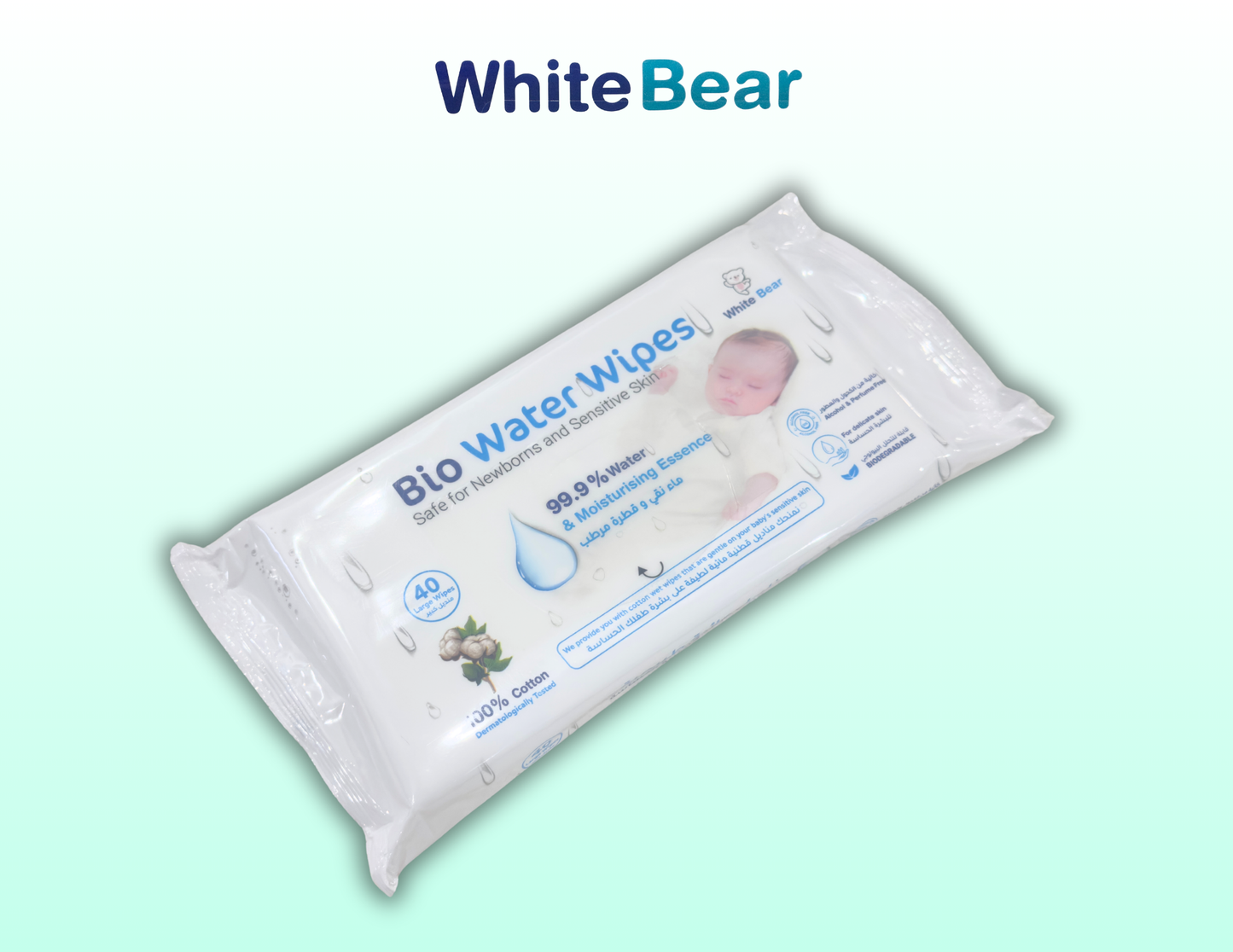 White Bear Bio Water Baby Wipes 40 Pack