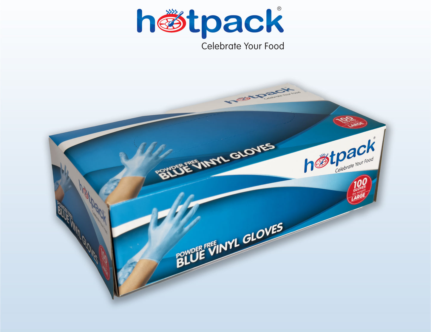 Blue Vinyl Gloves Disposable Powder-Free – Front View