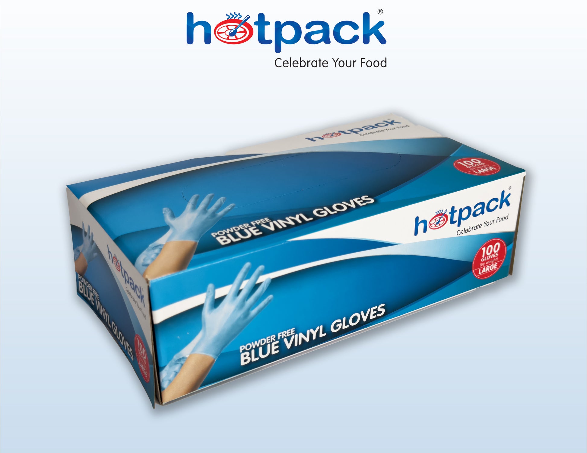 Blue Vinyl Gloves Disposable Powder-Free – Front View