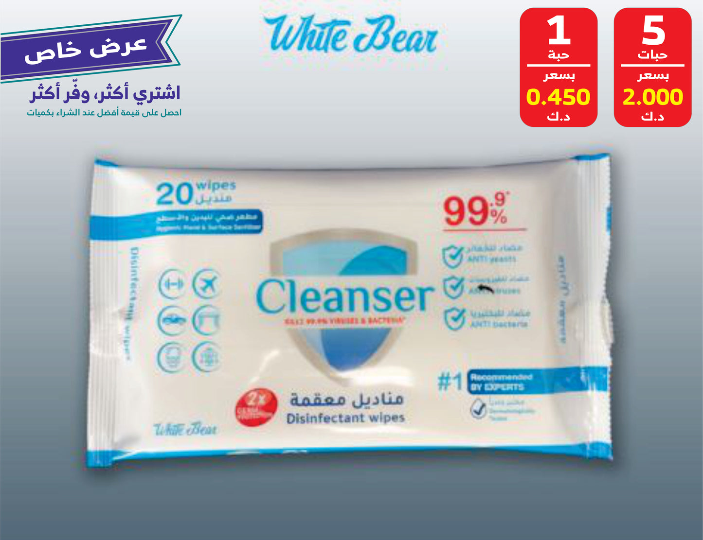Disinfectant Cleaning Wipes 20 Pack