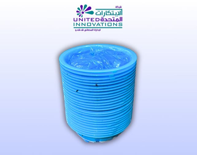 Stack of 25 blue disposable vomit bags – pack view