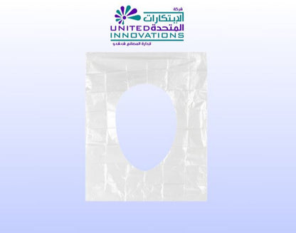 Flushable biodegradable toilet seat cover in use public restroom