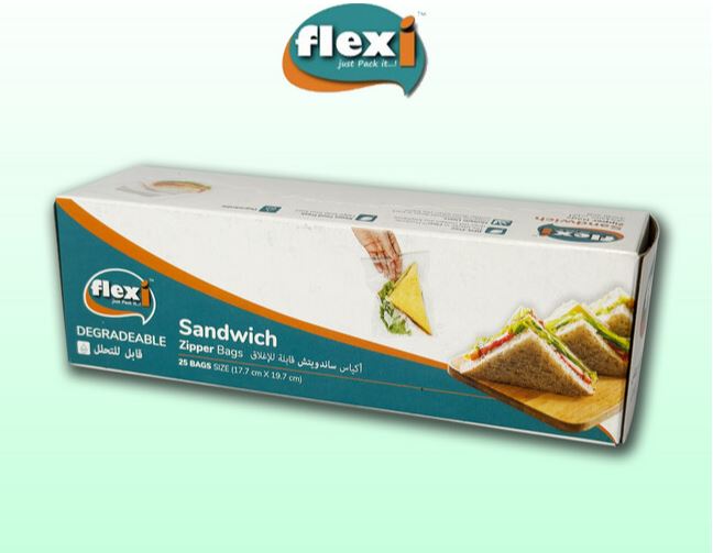 Medium plastic zipper food storage bag open view with zip