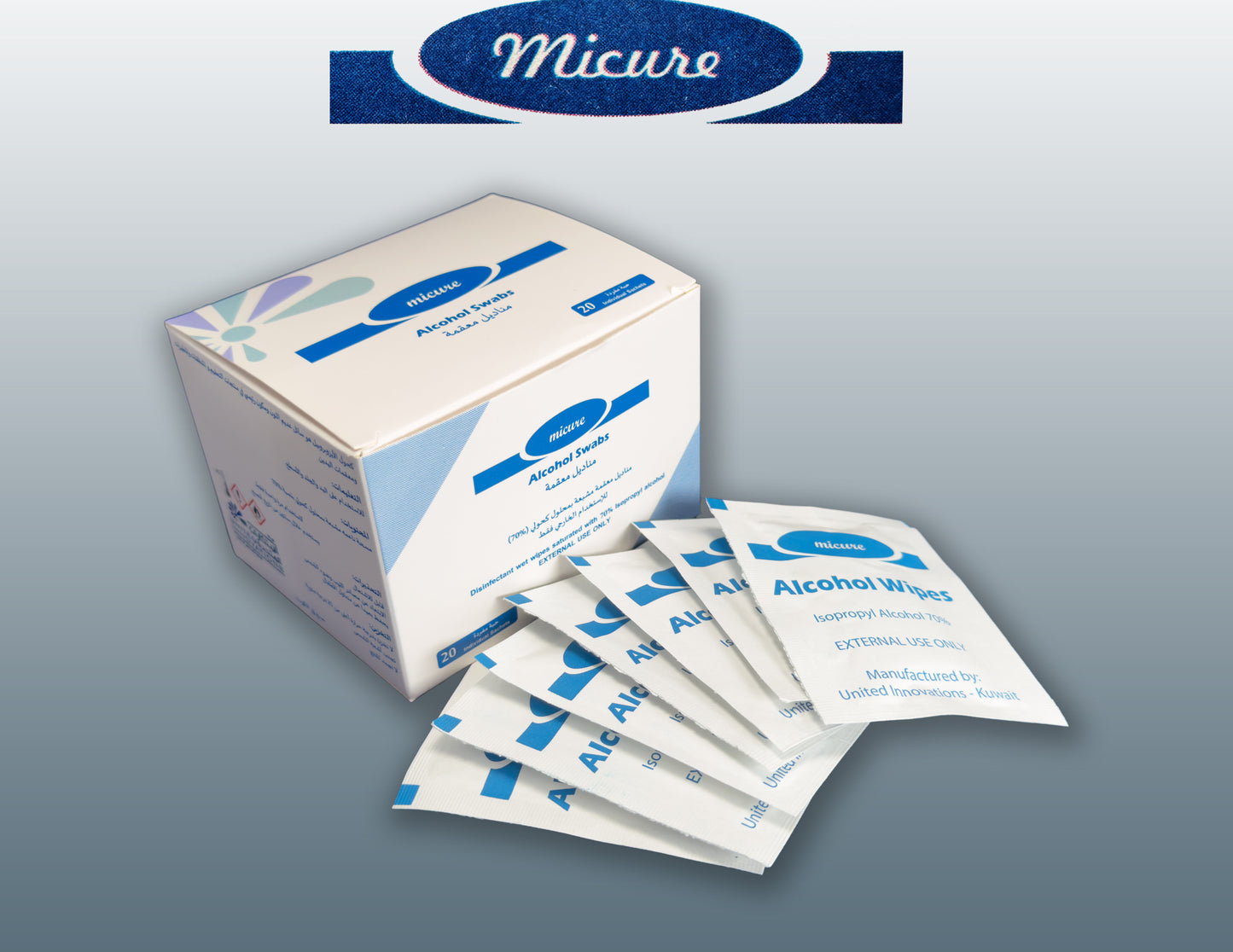 Micure Alcohol Swabs 20 pack front view