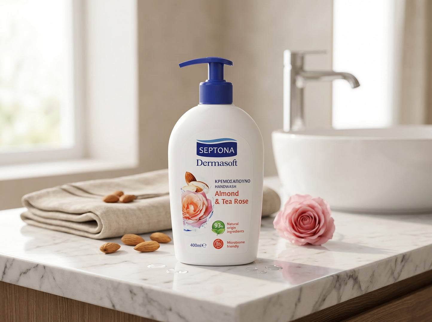Septona Dermasoft Hand Wash Almond & Tea Rose 400ml