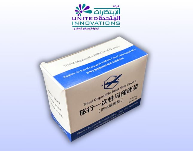 Waterproof disposable toilet seat cover unfolded on seat