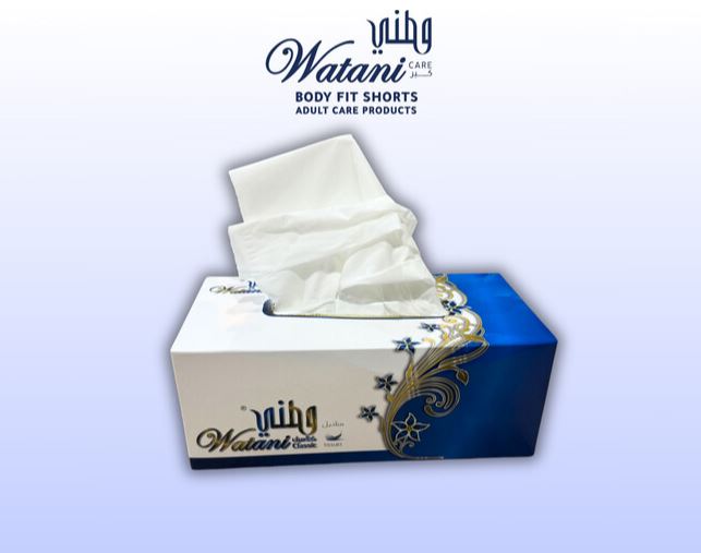 Watani 2-Ply Tissue Box Kuwait
Soft facial tissues 200 sheets
Watani tissue box for home and office
Premium hygienic tissues Kuwait