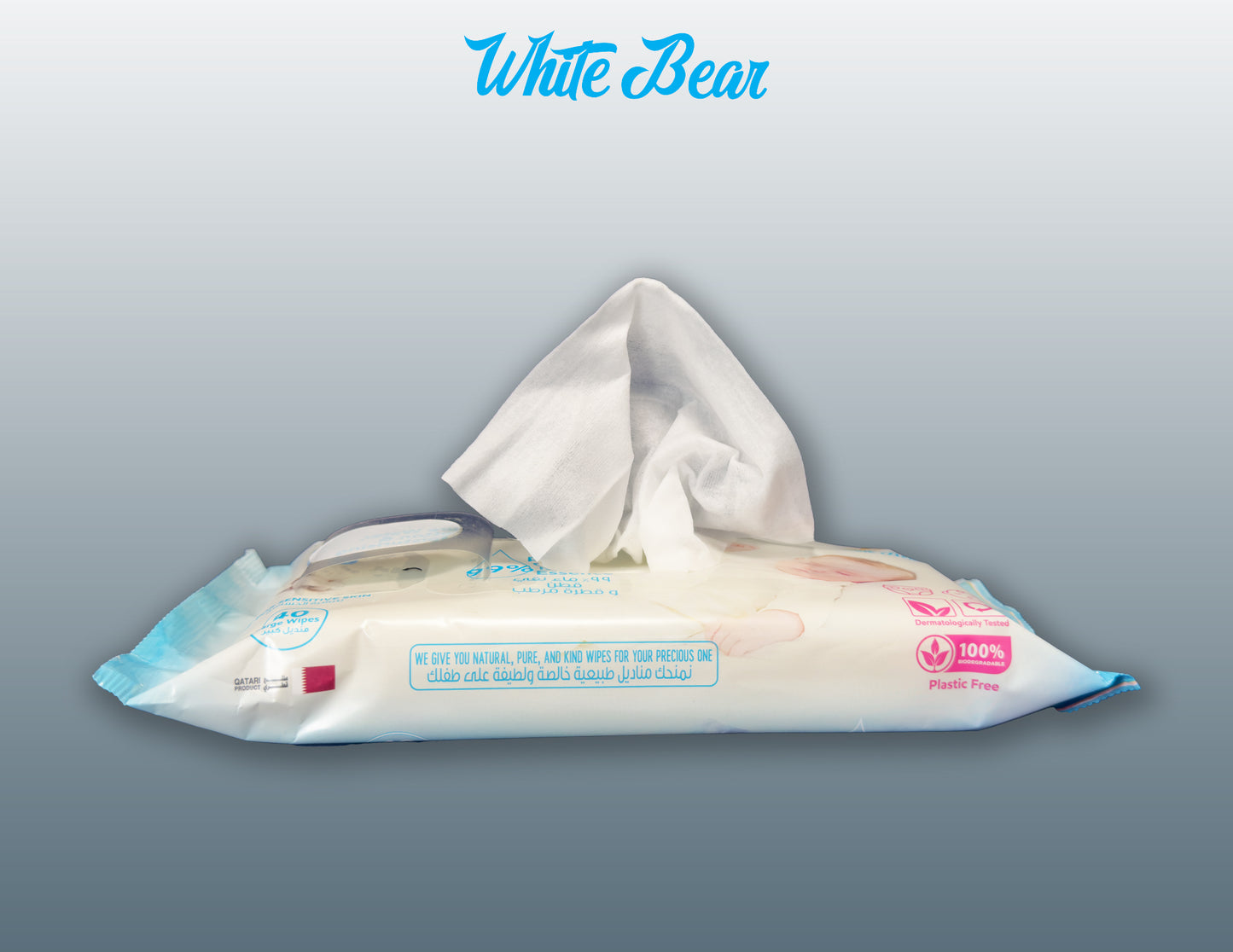 White Bear organic baby wipes open packaging showing wipes