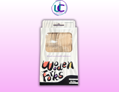 Wooden Disposable Forks 50 Pcs Eco-Friendly Cutlery Kuwait