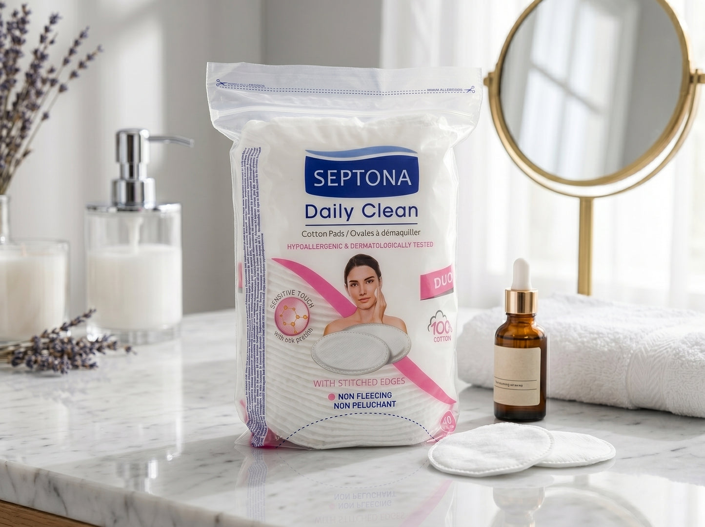 Septona Daily Clean Cotton Pads 40 pcs (Oval)
